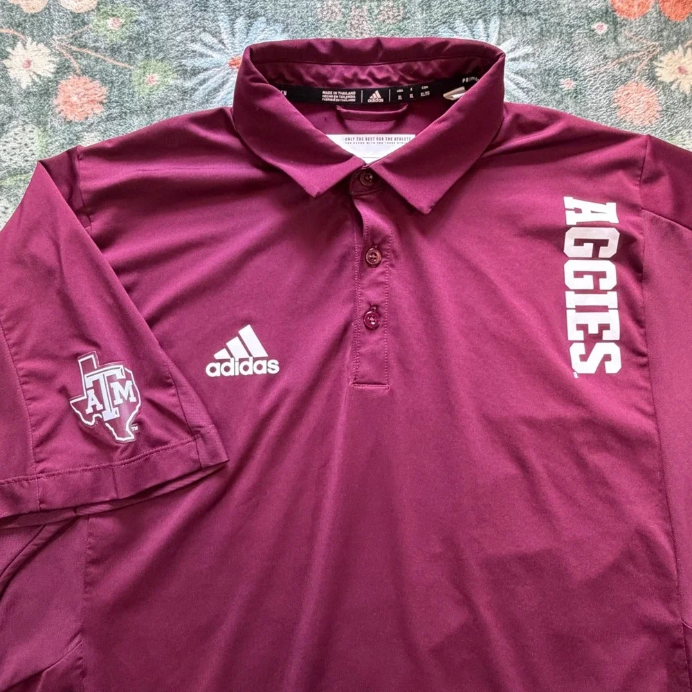 Adidas Texas A&M Aggies Sideline Maroon Primegreen Polo Shirt Mens XL